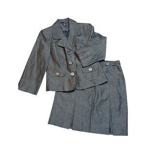 Willi Smith Vintage Skirt Suit Set Linen Blend Sophisticated Corpcore Size Small